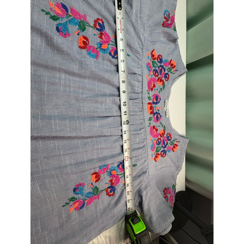 Embroidered Floral Peasant Blouse | Short Sleeve Boho Top - Picture 5 of 14